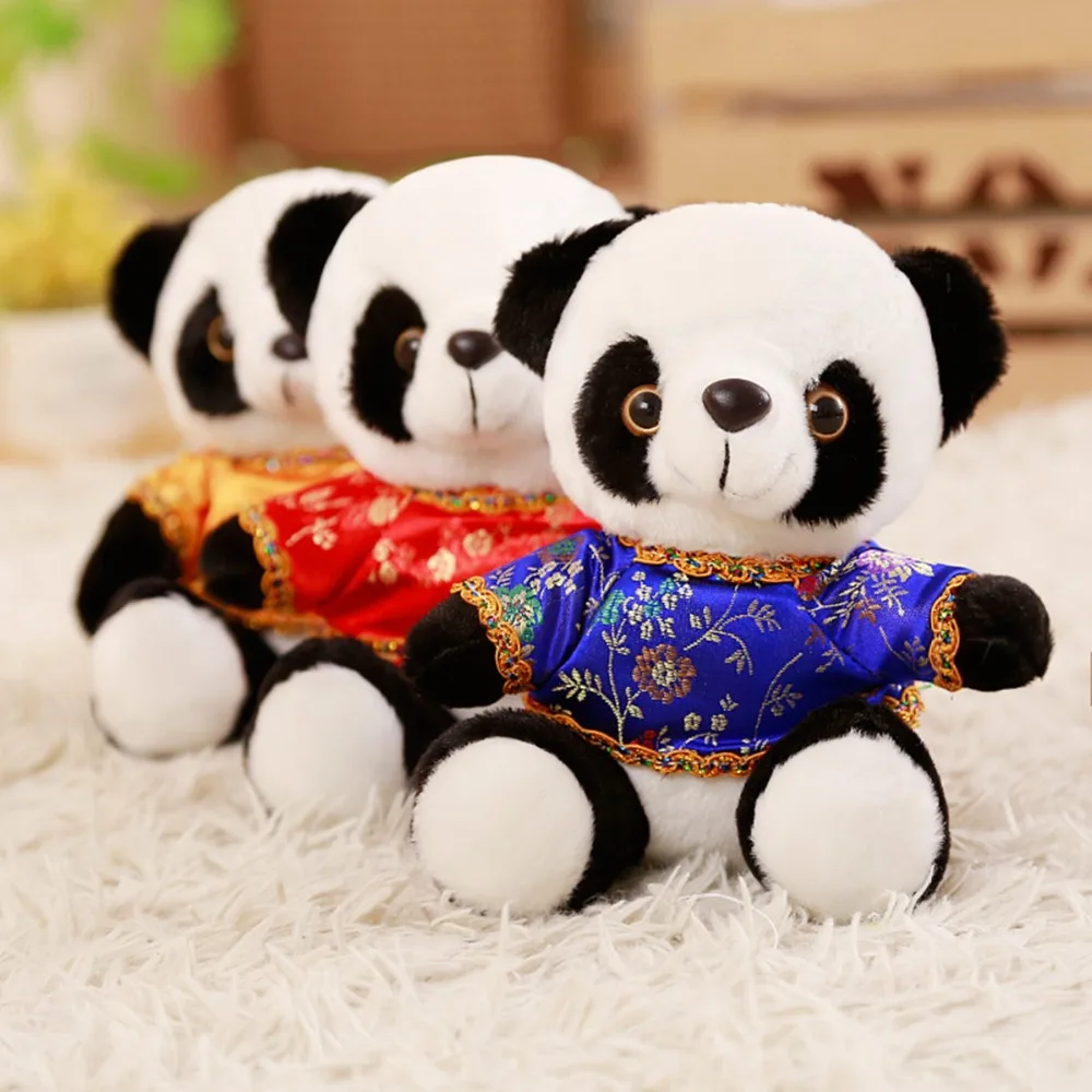 Miaoowa 1pc 18cm Cartoon Cute Panda with Tang Suit Plush Stuffed Animal Toys For Baby Infant Lovely Doll Gift Present for Kids