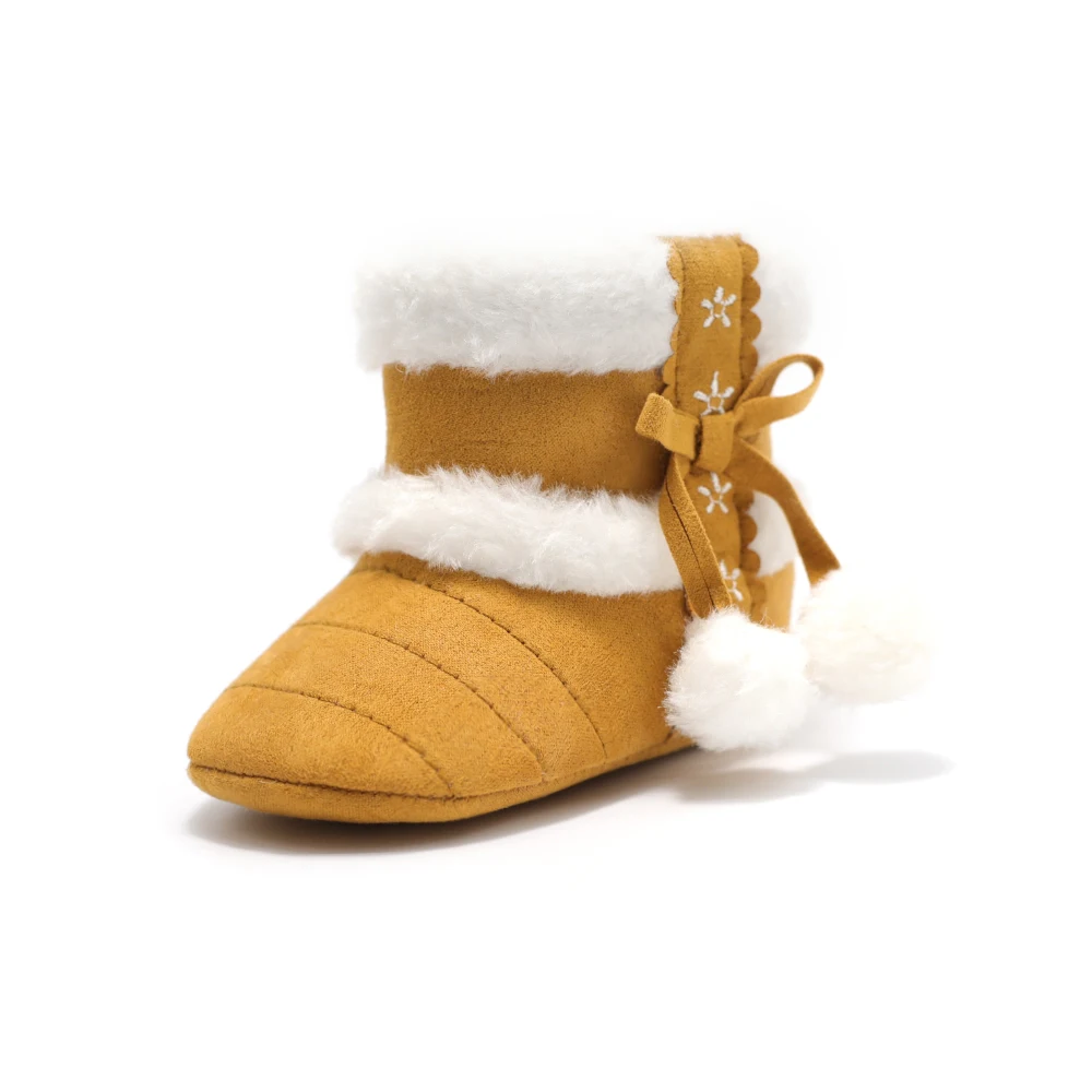 Супер теплые зимние сапоги для новорожденных девочек; детская мягкая однотонная обувь из искусственной шерсти; зимняя обувь для младенцев на Рождество; обувь для малышей