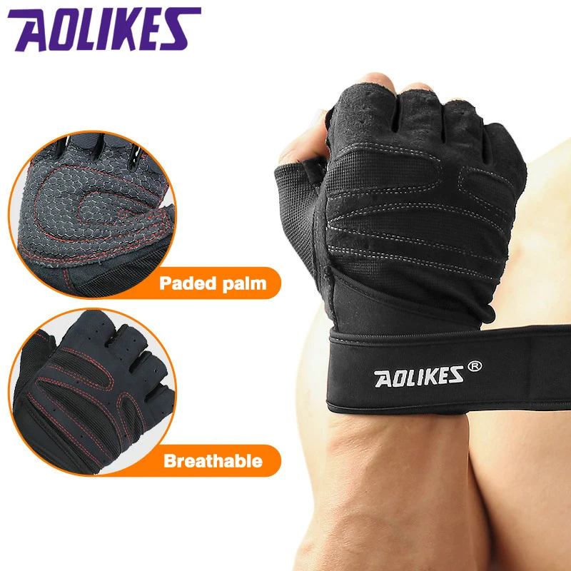 1 Pair Riding Gym Gloves Heavyweight Sports Exercise Weight Lifting Gloves Body Building Training Sport Fitness Gloves