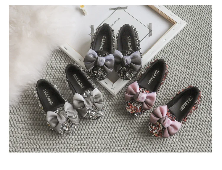 Детские туфли принцессы для девочек; повседневная детская обувь с большим бантом; 3 цвета; Праздничная обувь для девочек; сезон весна-осень