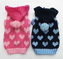 Dog Pet Sweater Hoody Jumper Loves Cat Puppy Coat Jacket Warm Clothes 6 sizes 2 Colours