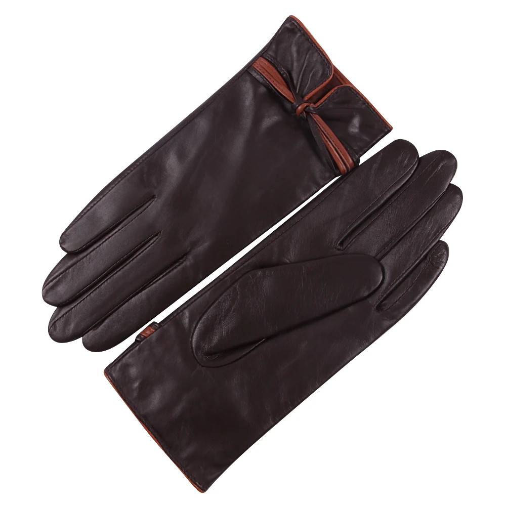 Leather Gloves Female Autumn Winter Keep Warm Plus Velvet Thicken Touch Screen Sheepskin Genuine Leather Woman Gloves L18011NC