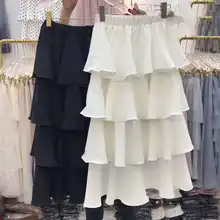 Лето Новое поступление Женская юбка высокая Талия шифон Повседневный стиль полиэфирное волокно крутой тонкий дизайн
