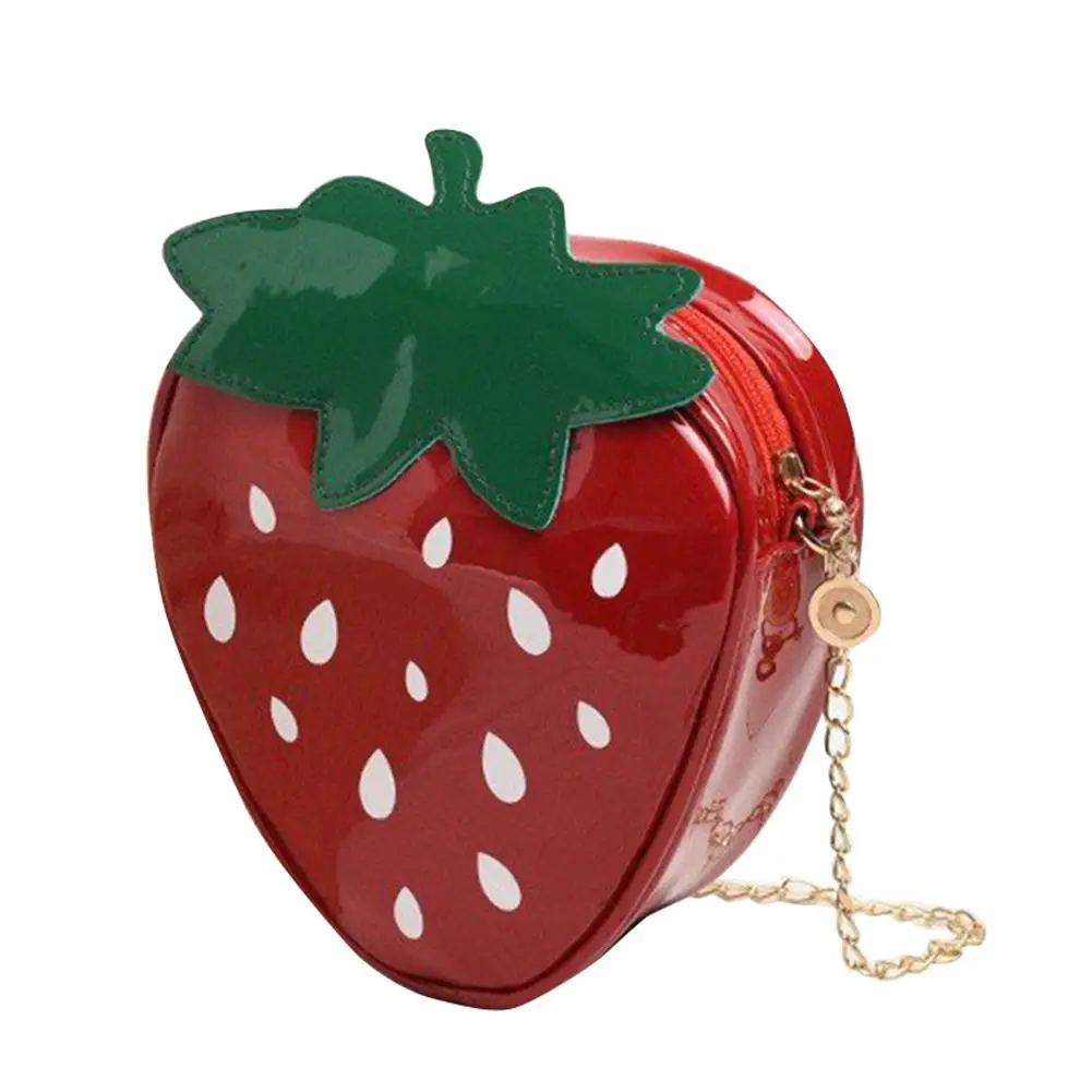 

Fashion Women Strawberry Shape Zipper Faux Leather Small Crossbody Shoulder Bag