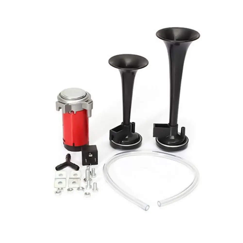 

Adeeing Universal 178DB Super Loud Dual Trumpet Air Horn Kit with 12V Air Compressor for Boat Truck Train Car Vehicle r30