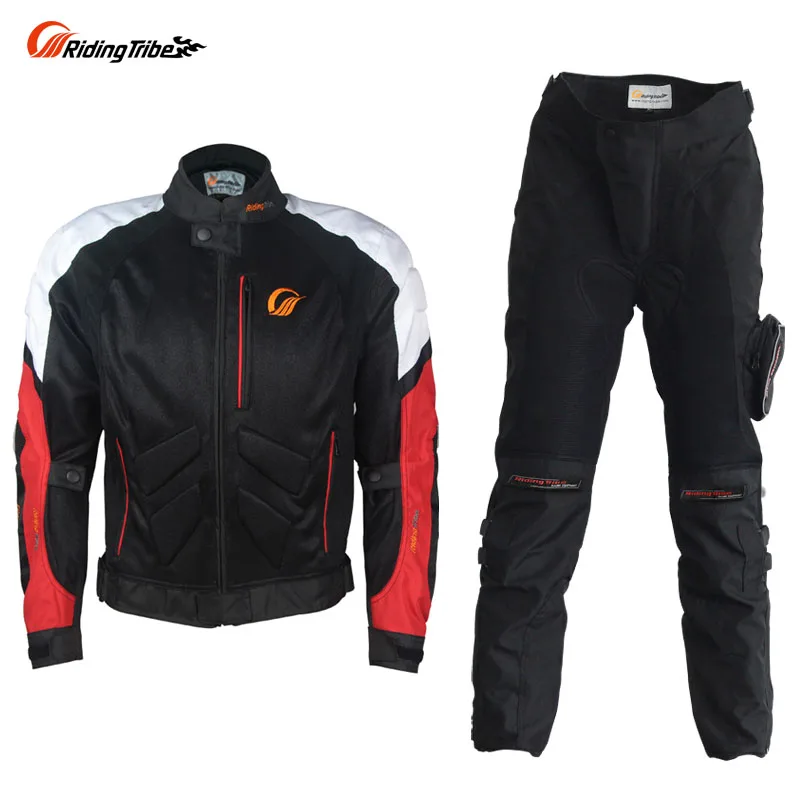 

Riding Tribe Summer Motorcycle Racing Clothing Set Men Riding Breathable Jacket Pants Suit with Liner Protector JK39