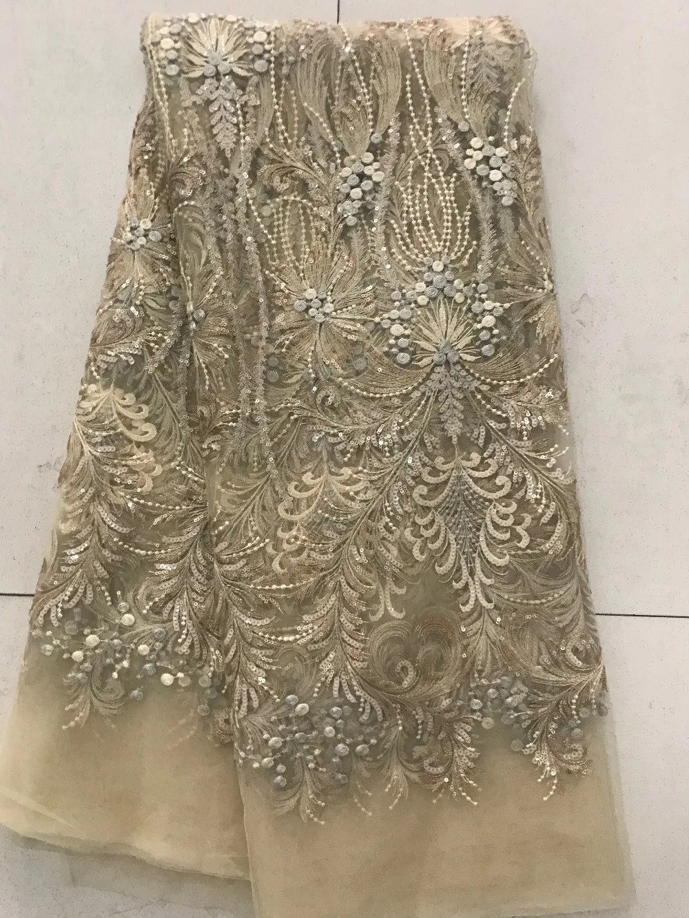 

Hot selling Nigerian lace fabric embroidery African net fabric for party dress