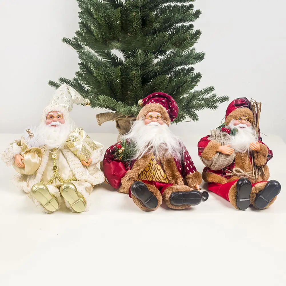 Santa Claus Sitting Doll Fabric Christmas Doll Christmas Decoration Children Toy