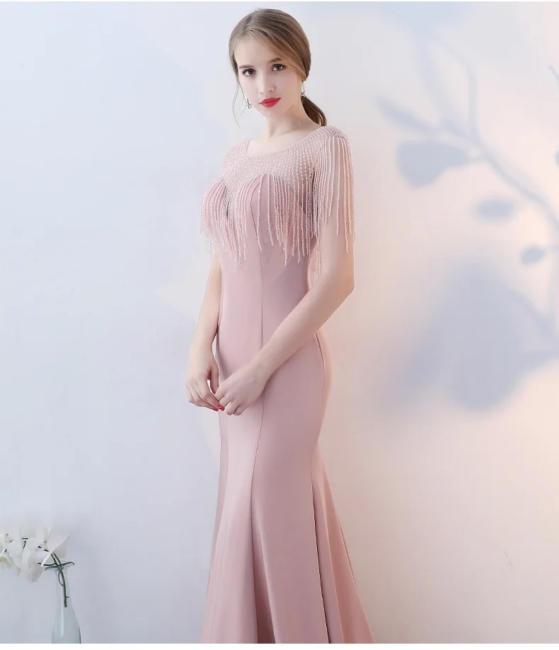 JaneVini Обнаженная украшенный розовым бисером Длинные Свадебные платья Русалка Элегантное платье для свадебной вечеринки расшитое бисером