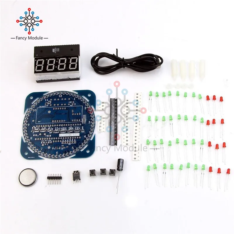 DS1302 цифровой светодиодный модуль с будильником электронные цифровые часы светодиодный дисплей температуры SCM обучающая доска 5 в вращающийся DIY комплект