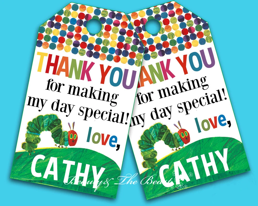 

Customized Personalized The Very Hungry Caterpillar Gift Favor Tags Thank You Tags Birthday Party Decorations Kids Candy Bar