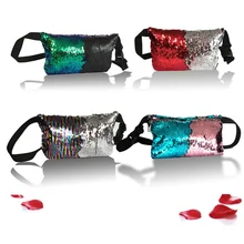 Женская двусторонняя сумка на плечо с блестками, регулируемая блестящая сумка через плечо, сумочка, кошелек