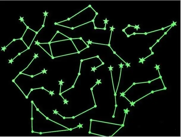 

2017 New 12 Constellation Noctilucent Luminous Plastic Wall Sticker glow in dark Ceiling Decal Home Decor