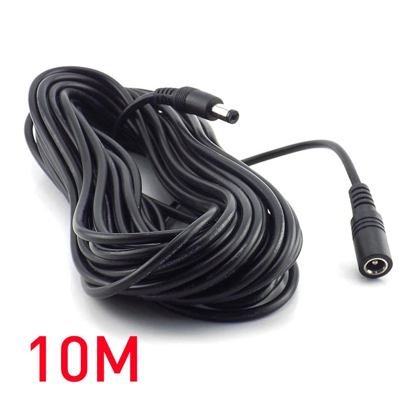 Plastic Male To Female Power Supply AC Adapter LED Extension Cord Cable JE