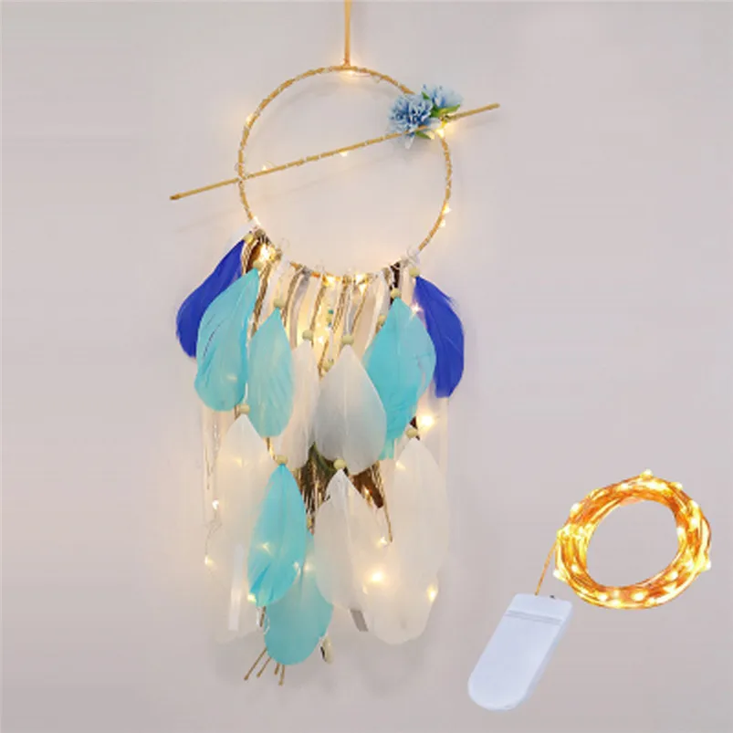 Vintage Home Decoration Dreamcatcher 2 Meter 20LED Feather  Lighting Girl Room Bell Bedroom Romantic Decoration 35JY2404