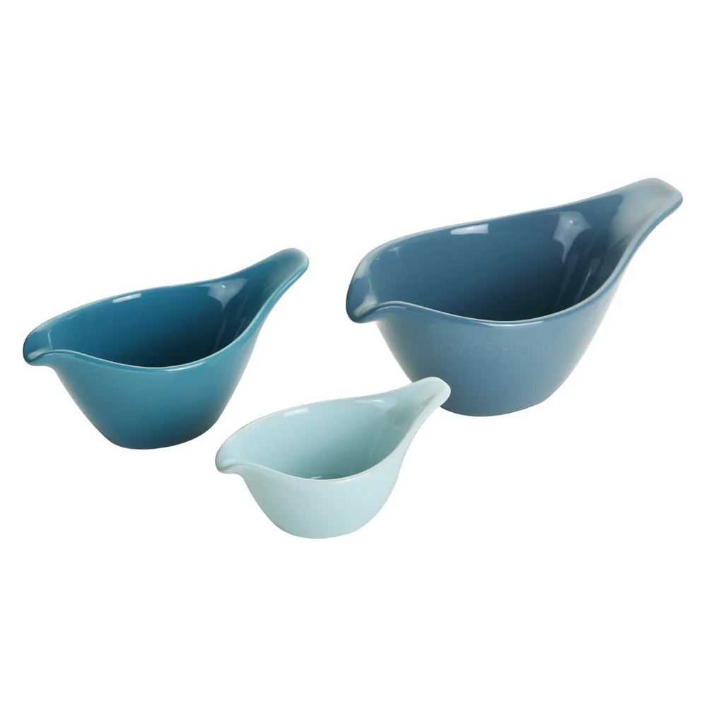 Set of 3pcs Dip Bowl Ceramic Spice Sauces Dish With handle Side Dish Snack Bowls Plate Appetizer