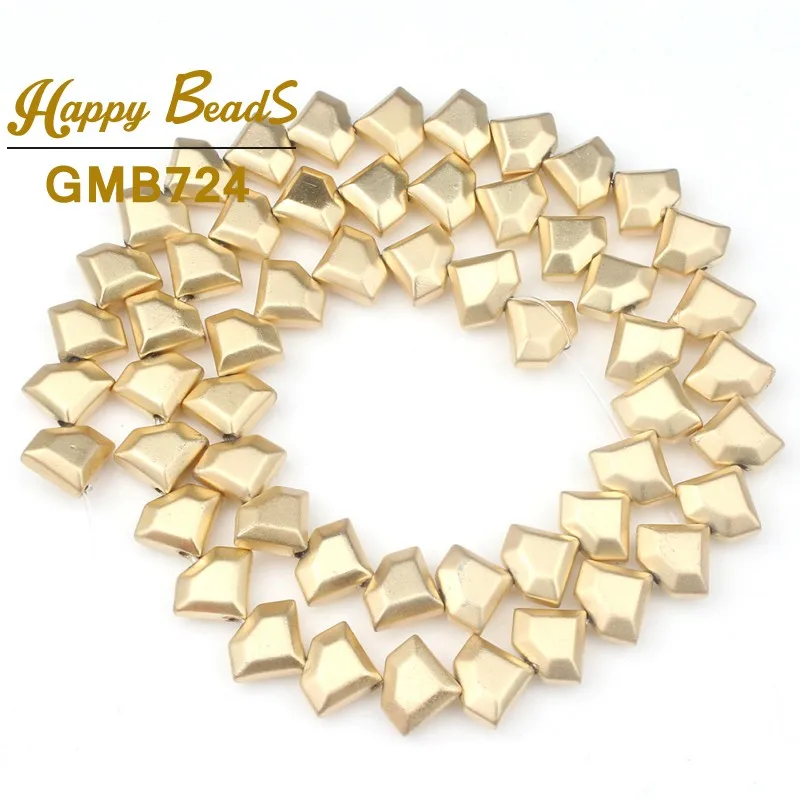 Матовые граненые золотые овальные бусины квадратной формы из гематита для изготовления ювелирных изделий бусины из натурального камня Diy браслет - Цвет: 8x10mm Diamond