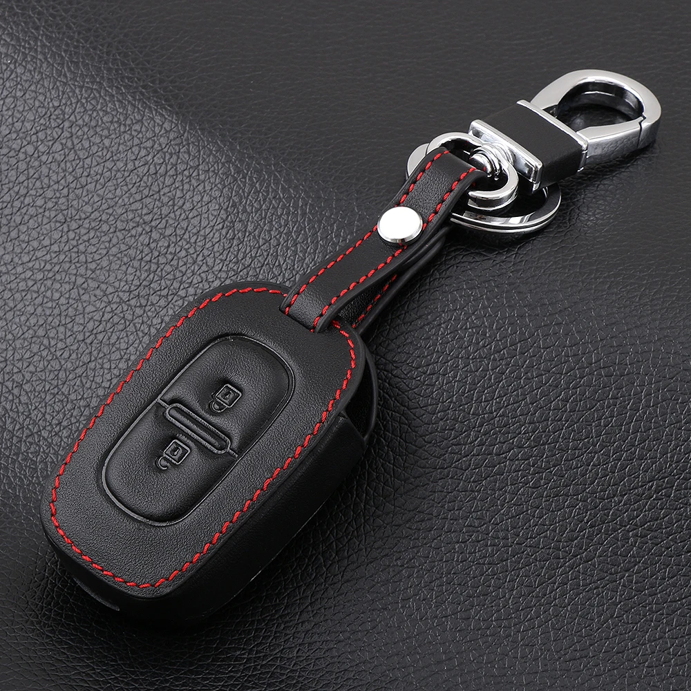 

2 Button Leather Remote Key Fob Case Cover Fit For Renault Duster Sandero Logan Clio Captur Laguna Scenic 2016 2017 Holder