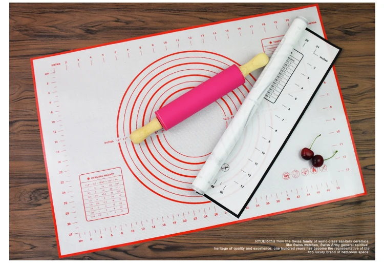 Красный/Черный Большой 60*40 см антипригарный силиконовый коврик для выпечки с измерениями и преобразованиями силиконовый коврик для выпечки Лист Печенья