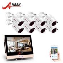 ANRAN 8CH CCTV System 1080P12″ LCD Monitor HD POE NVR IP Camera Outdoor Waterproof Security Camera System Video Surveillance Kit