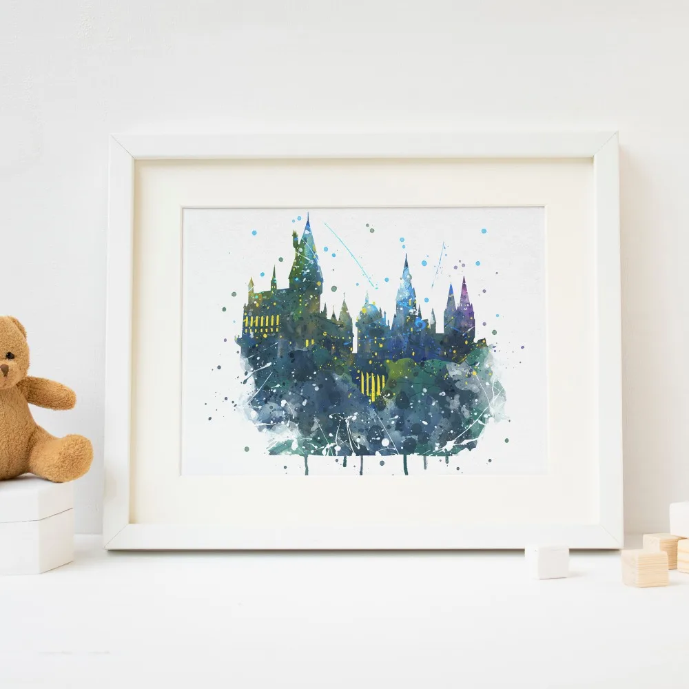 

Hogwarts Castle picture print Watercolor Poster Print Print Kids Room Decor boy Nursery Art Gift idea wall