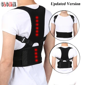 New version Adjustable Magnetic Posture Corrector Back Support Corset Back Brace Lumbar Belt Shoulder Support For Men Women
