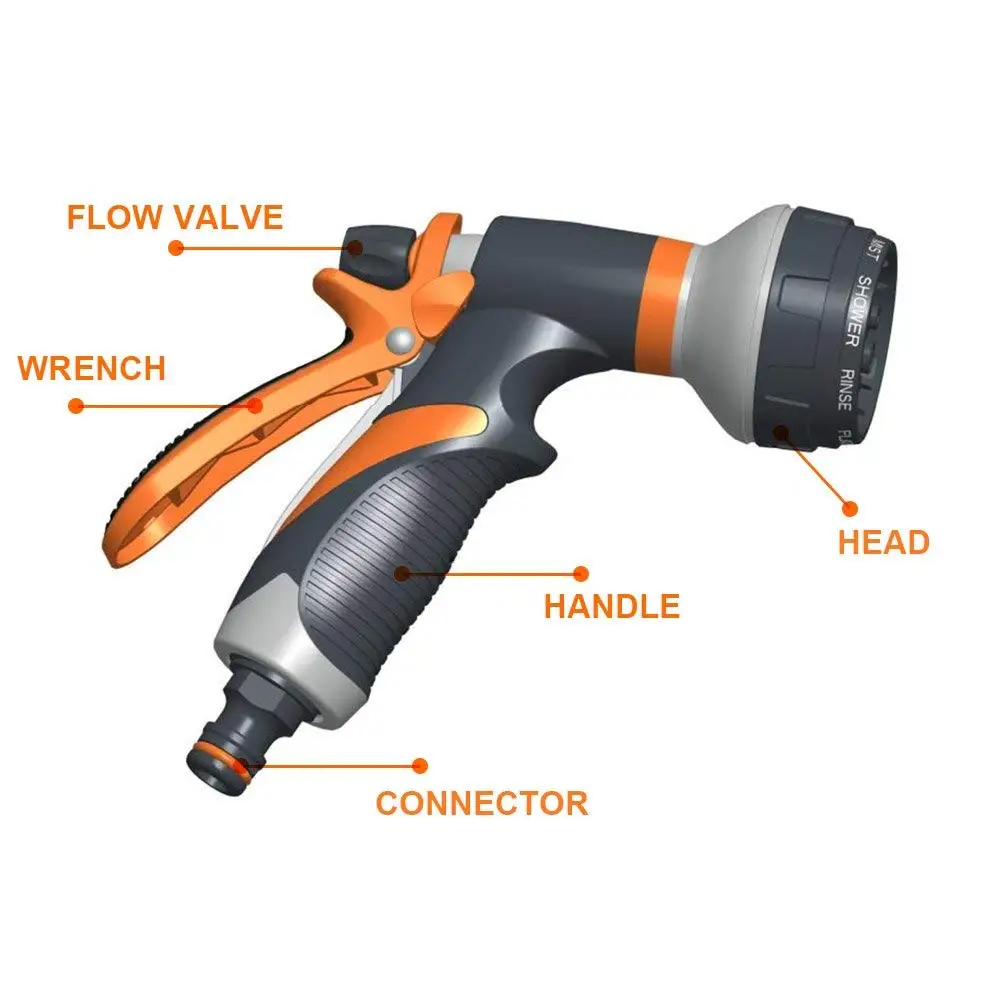 2 упак. садовый шланг Насадка 8 регулируемый шланг-высокое давление ручной опрыскиватель для полива газона, мойка автомобиля, купание