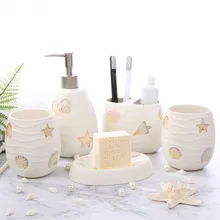 Американский фарфор мастерской керамическая ванная комната пять частей костюм кружка держатель зубной щетки Средиземноморский Ветер мыть поставки LO726554