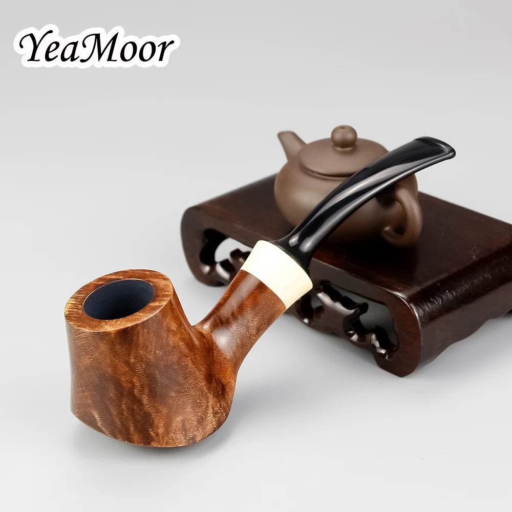 

Sloping Bottom Tobacco Pipe 50 cleaner 20 filter free Briar Pipe 9mm Filter White Deplanate Mouth Smoking Pipe Briar Wood Pipe