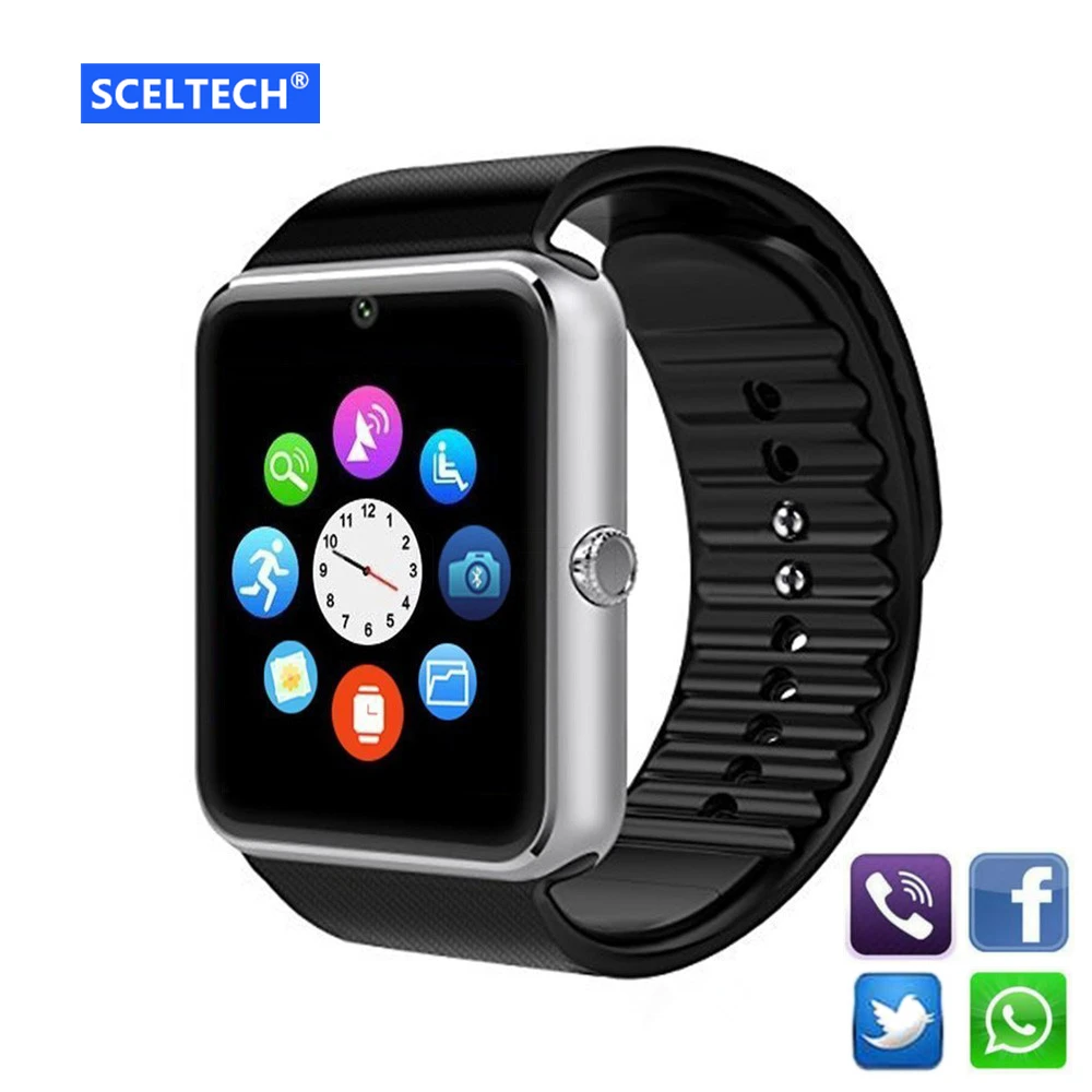 SCELTECH Bluetooth Smart Watch Men GT08 With Touch Screen Big Battery Support TF Sim Card Camera