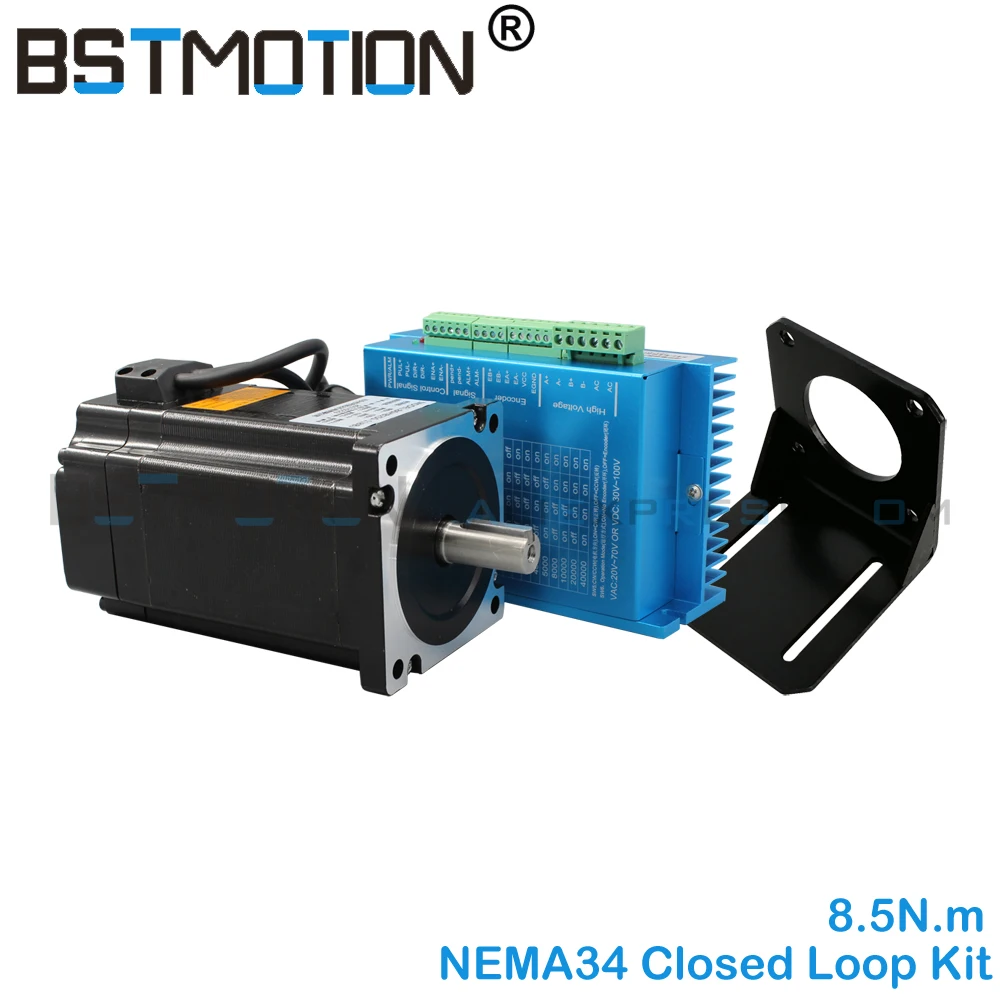 

Nema 34 servo motor 86HB250-118B + HB860H + Bracket Closed-loop step motor 8.5N.m 86 Hybird closed loop 2-phase stepper driver