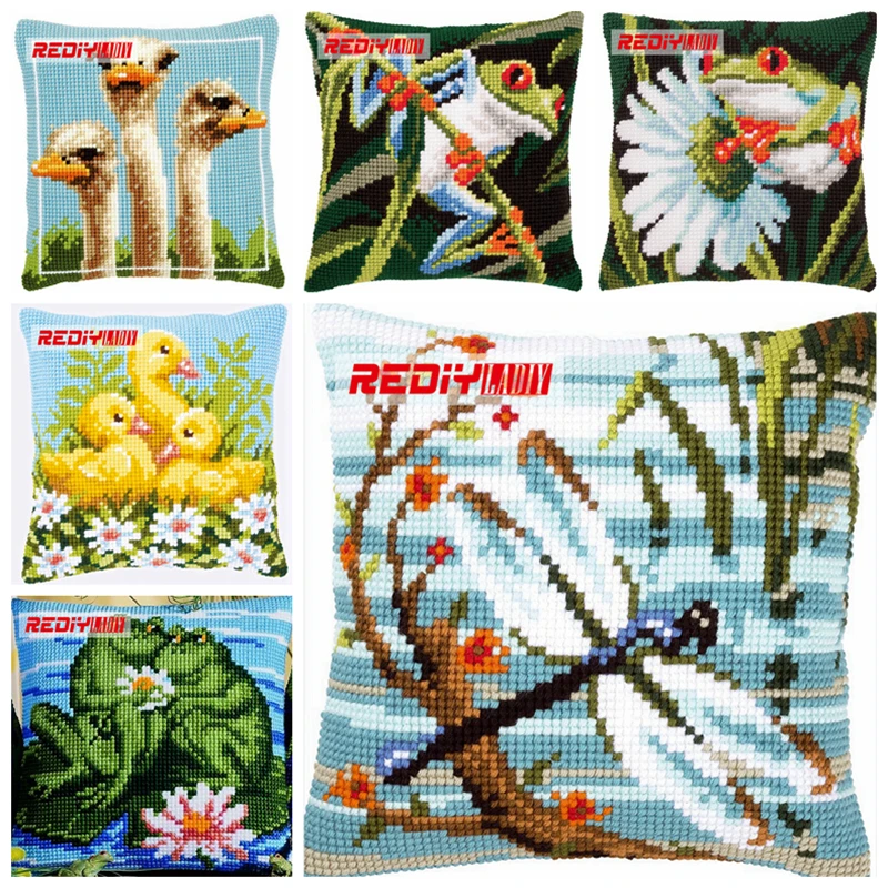 LADIY Cross Stitch Cushion Cover DRAGONFLY Decorative Pillow Case DMC