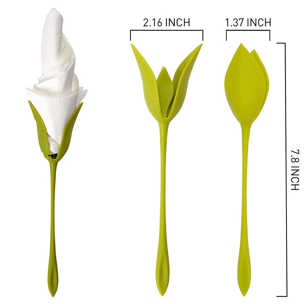 Bloom-Napkin-Holders-Flowers-Floral-Green-Design-for-Tables-Stemmed-Plastic-Twist-Flower-Floral-Buds-Serviette (2)_