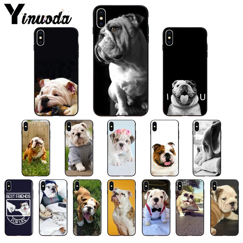 

Yinuoda Cute dog english bulldog Soft Silicone TPU Phone Cover for Apple iPhone 8 7 6 6S Plus X XS MAX 5 5S SE XR Mobile Cases