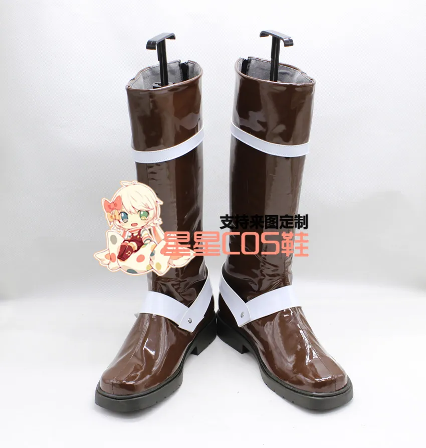 

D.Gray-man Rabbi Brown Long Adult Halloween Cosplay Shoes Boots X002
