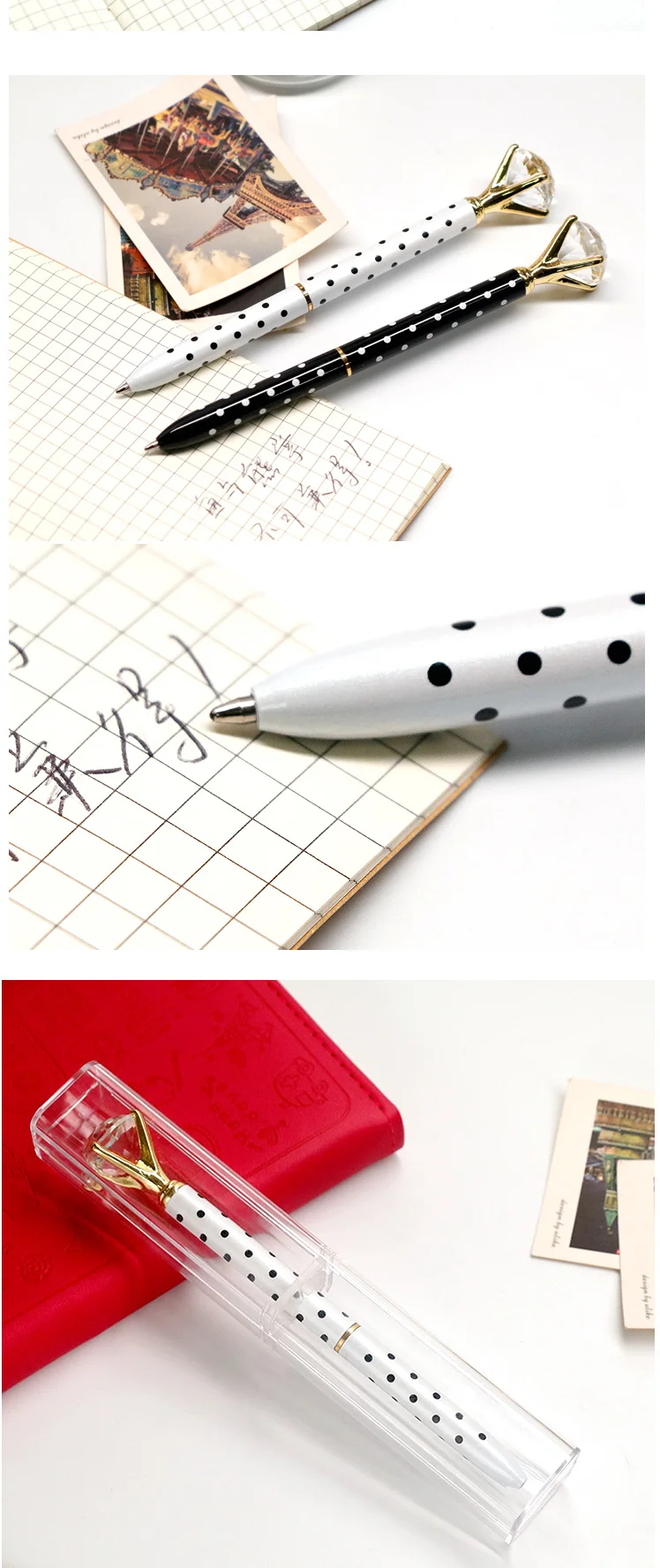 Пользовательские шариковые ручки с логотипом в горошек серии Diamond Металл Шариковая ручка Высокое Класс День Святого Валентина гравировкой