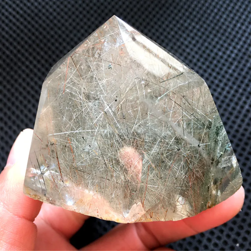 

RARE Natural Silver hair and red hair crystals Point Wand Tower single point Healing Crystal Mineral gemstone