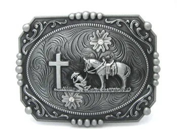 

Square Christan Cowboy A Horse Cross Western Belt Buckle Floral Flower
