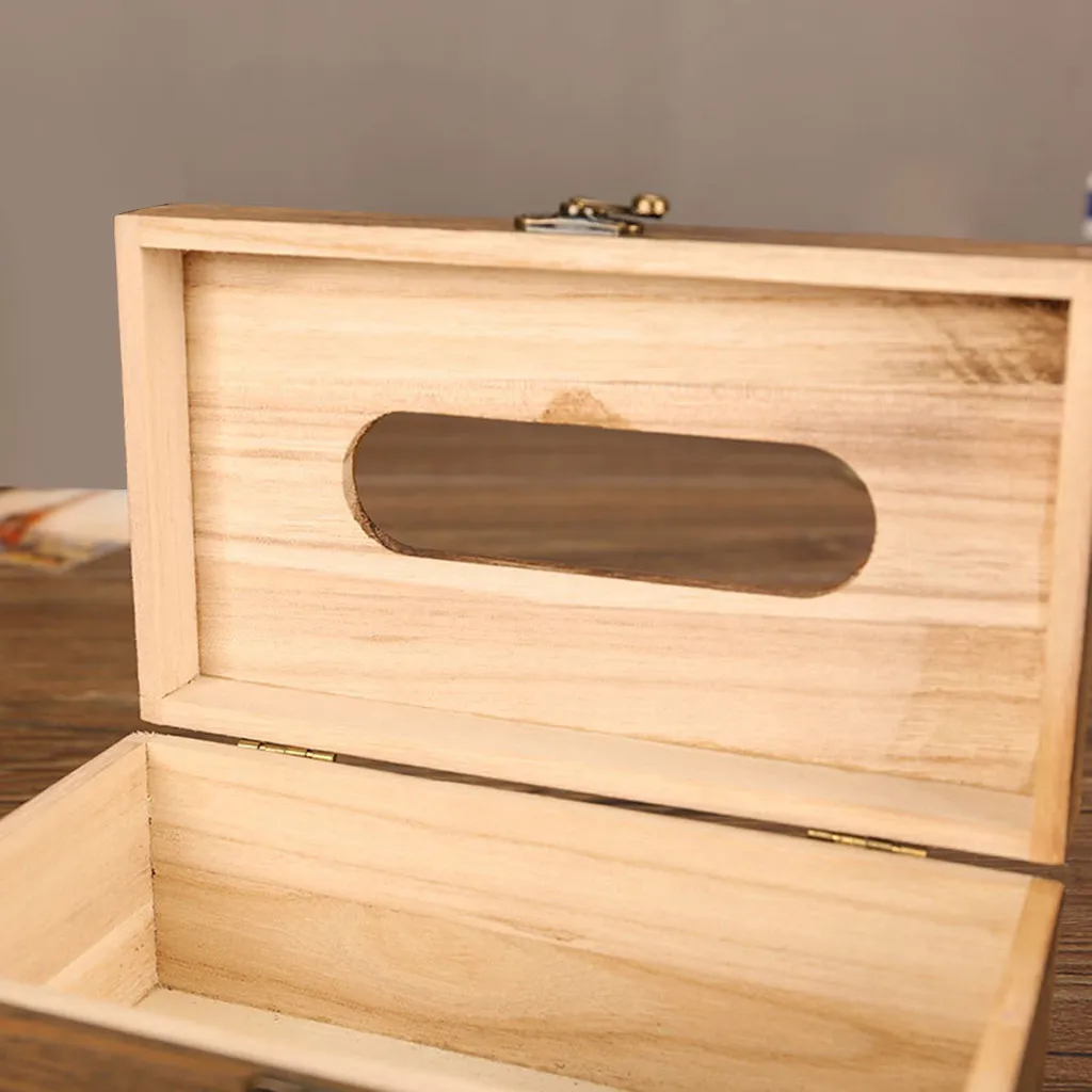 C1pc креативная деревенская коричневая деревянная коробка для салфеток для ванной комнаты, держатель для салфеток, диспенсер для салфеток#3/5