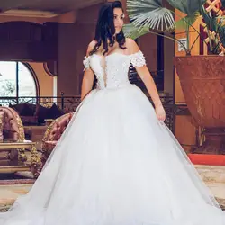 Vestido de noiva/новейшее бальное платье, свадебные платья из тюля с открытыми плечами, свадебное платье