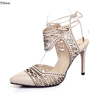 

Olomm New Arrival Women Gladiator Sandals Sexy Thin High Heels Sandals Nice Pointed Toe Beige Dress Shoes Women US Size 4-8.5
