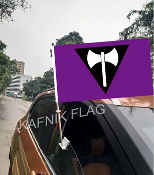 

KAFNIK,30*45CMAgender Demisexual Aromantic Asexual Gay Window Car Flags and Banners with 43/52cm flagpole for car decoration