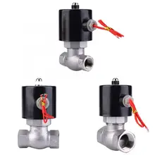 Электромагнитный клапан из нержавеющей стали двухсторонний нормально закрытый Соленоидный клапан для воздуха водяной кран AC220V PTFE 1.5Mpa