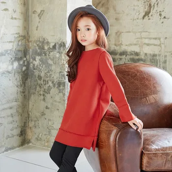 

Autumn Girls Dresses Cotton Solid Dress for Teenager 10 12 14 16 years Kids Dresses for Girls Christmas Gift Vestido