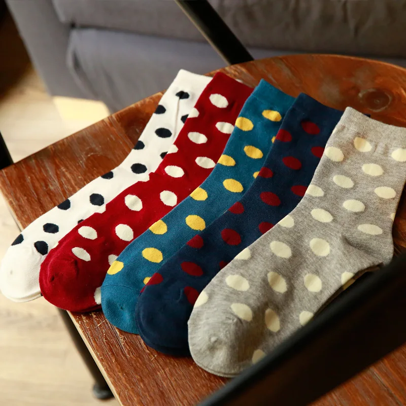 1 пара, женские свободные носки, осенне-зимние теплые Ретро повседневные консервативные милые стильные универсальные носки с узором в горошек