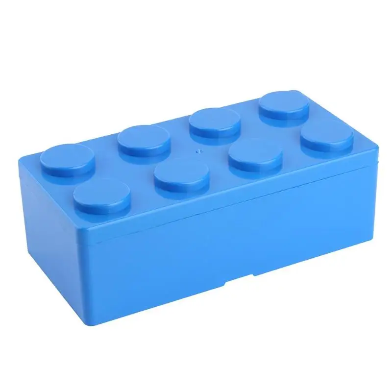 Креативная пластиковая коробка для хранения в форме строительного блока, Домашний Настольный органайзер, экономия пространства, коробка, накладываемая настольная Удобная офисная хоу - Цвет: blue