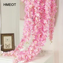 60 см вишневый цвет лоза Сакура искусственные цветы для вечерние свадебные потолочные Декор настенный подвесной ротанговый Флер может быть удлинен