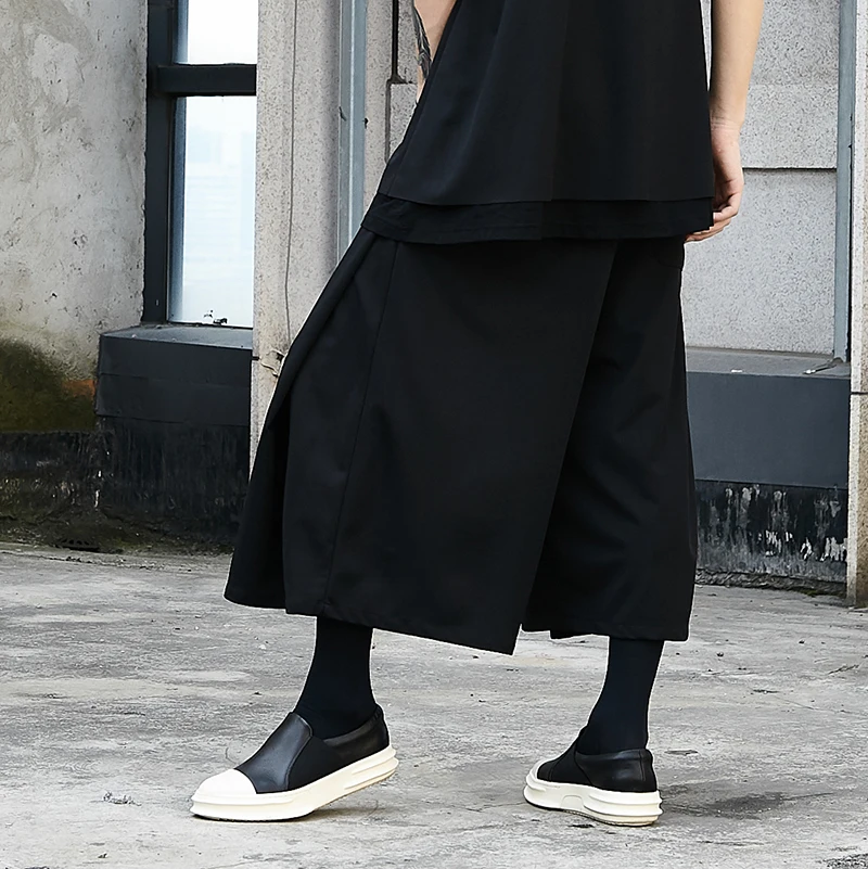 

Men Oversize Jogger Streetwear Hip Hop Punk Gothic Loose Casual Skirt Trousers Black Wide Leg Pant Male Japan Kimono Harem Pant