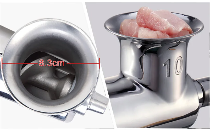 Stainless Steel Manual Meat Grinder with Handle for Sausage Stuffer - XMT-HOME Meat Mincer image 6