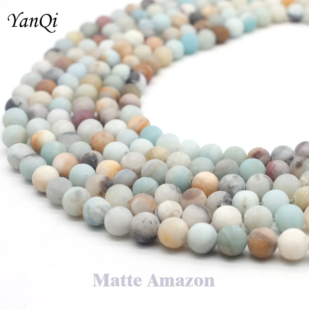 

Natural Dull Polish Matte Amazon Stone Beads Loose Bead For Jewelry Making 4/6/8/10mm 15'' DIY Bracelet Spacer Charm Round beads